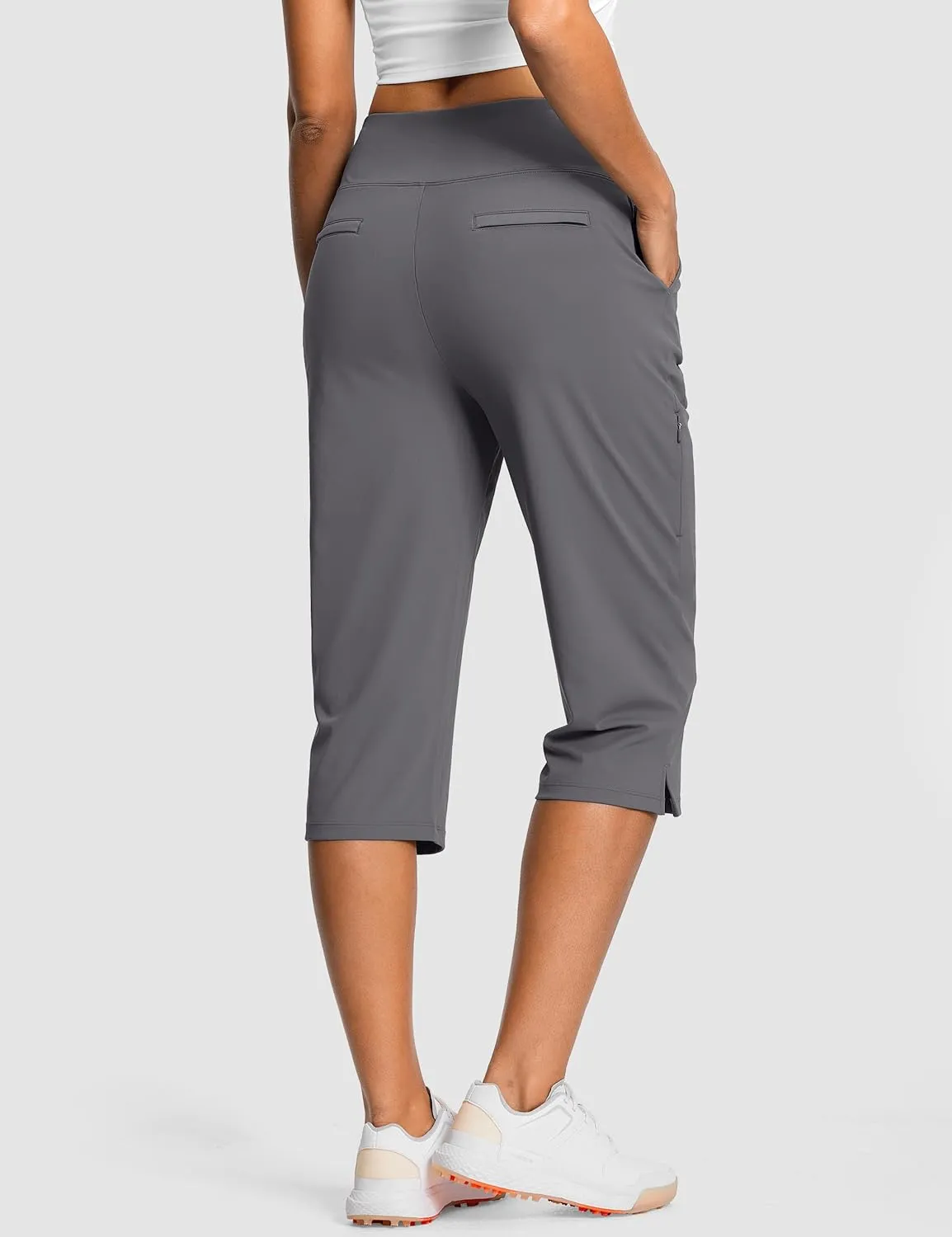 18" Dressy Capri Pants for Women High Waist Stretch Womens Golf Capris Pants for Summer with Pockets Work Casual