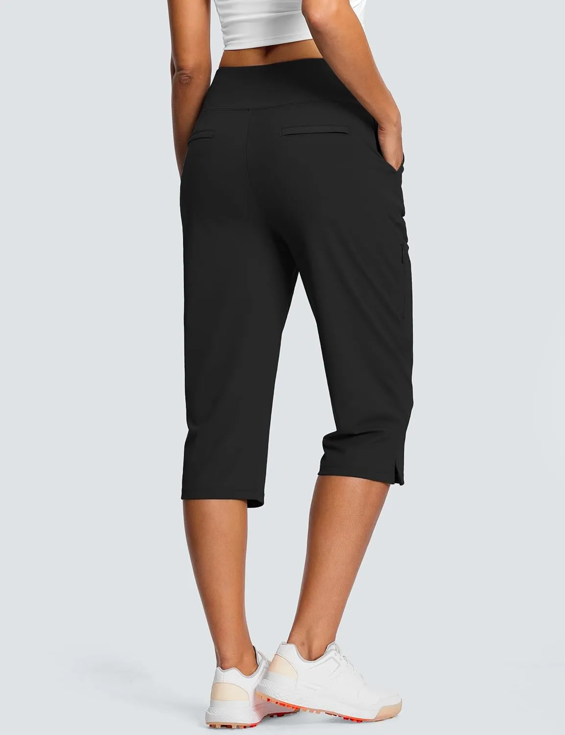 18" Dressy Capri Pants for Women High Waist Stretch Womens Golf Capris Pants for Summer with Pockets Work Casual