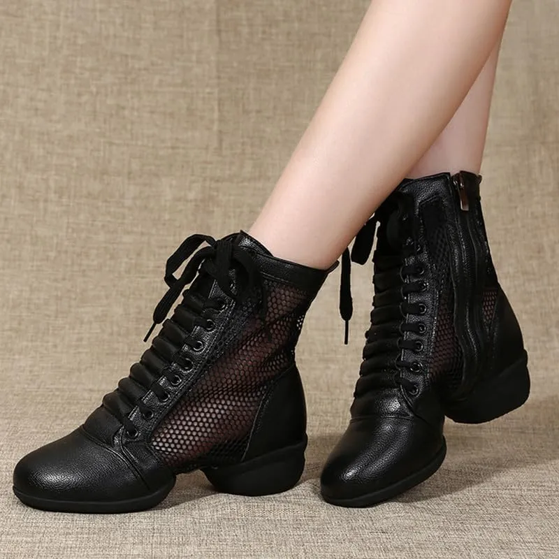 AOQUNFS Women's Dance Sneakers High Top Breathable Soft Modern Dance Shoes Jazz Boots with Split Sole