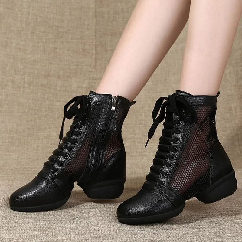 AOQUNFS Women's Dance Sneakers High Top Breathable Soft Modern Dance Shoes Jazz Boots with Split Sole