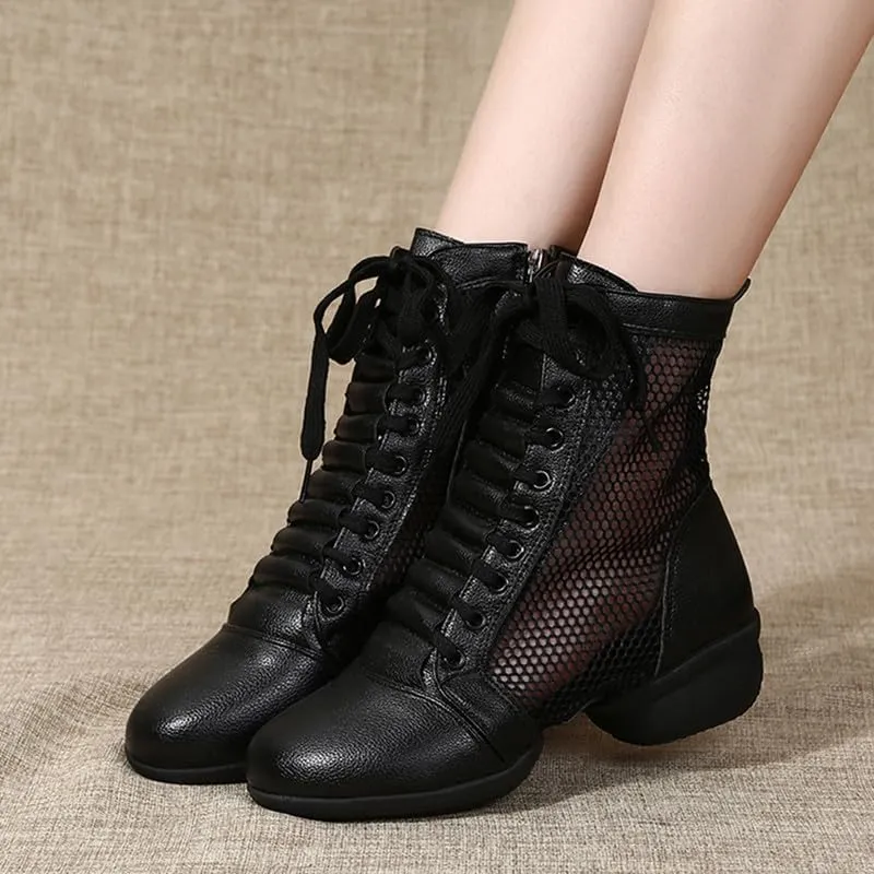 AOQUNFS Women's Dance Sneakers High Top Breathable Soft Modern Dance Shoes Jazz Boots with Split Sole