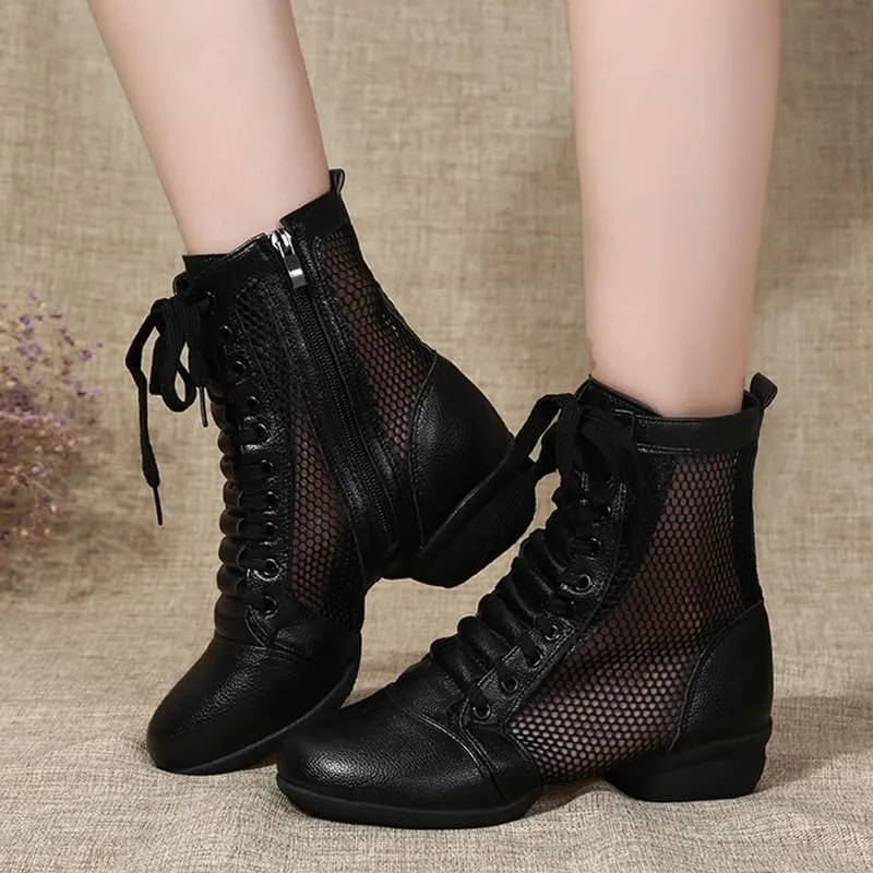 AOQUNFS Women's Dance Sneakers High Top Breathable Soft Modern Dance Shoes Jazz Boots with Split Sole