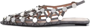 Arqa Velvet Mesh Ballet Flats for Women Riveted Suede Leather Low Heel Shoes Backless Footwear & Ballet Pumps Ladies' Non-Slip Casual Ballet Flats