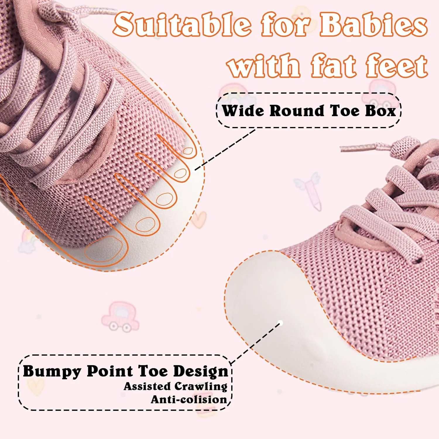 Baby Girl&Boy Toddler First Walking Shoes 6-12 Months Size 3 Black Barefoot Slip On Wide Toe Box Shoes Soft Footmates Casual Tennis Indoor Flexible Learning to Walk Rubber Sneakers