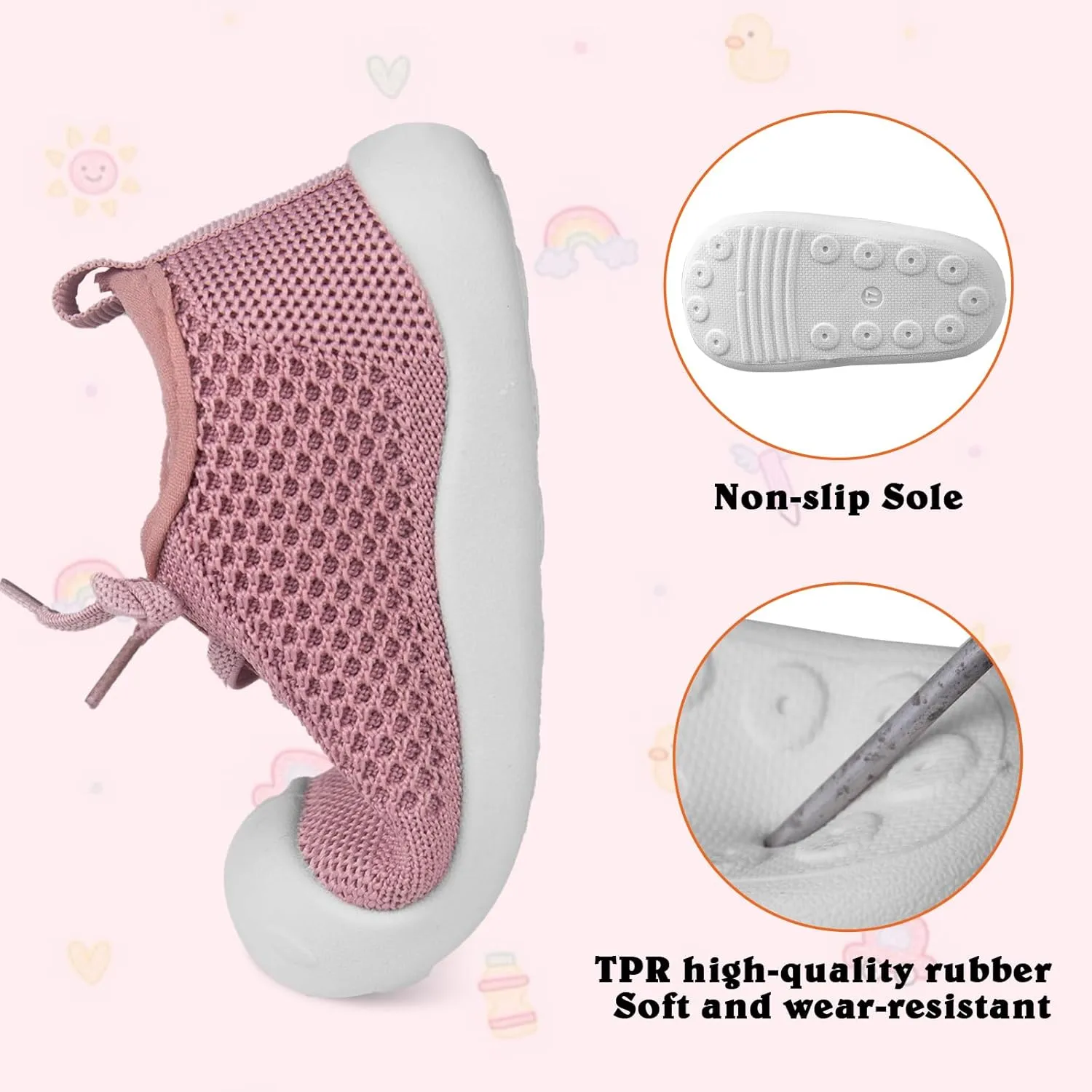 Baby Girl&Boy Toddler First Walking Shoes 6-12 Months Size 3 Black Barefoot Slip On Wide Toe Box Shoes Soft Footmates Casual Tennis Indoor Flexible Learning to Walk Rubber Sneakers