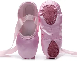 Ballet Shoes 2 Pairs Ballet Shoes Ballerina Dance Shoes Satin Ballet Slippers Ribbon Tie Up Ballet Flats Pointe Shoes Ballet for Girls Shoes Women Dance Slippers for GirlPink-31 EU