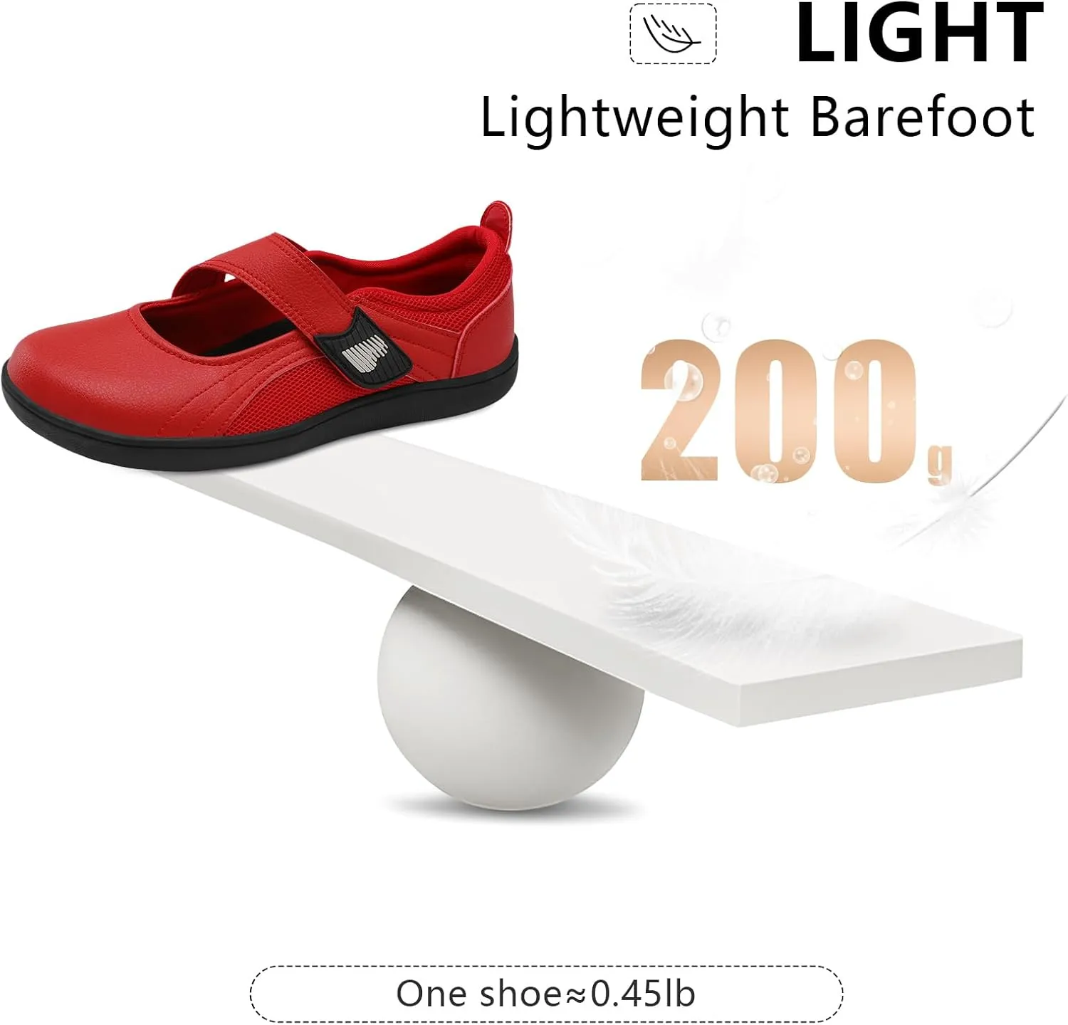 BARERUN Womens Walking Shoes Classic Mary Jane Flats Wide Toe Diabetic Shoes for Women Adjustable Breathable Lightweight Daily Barefoot Shoes