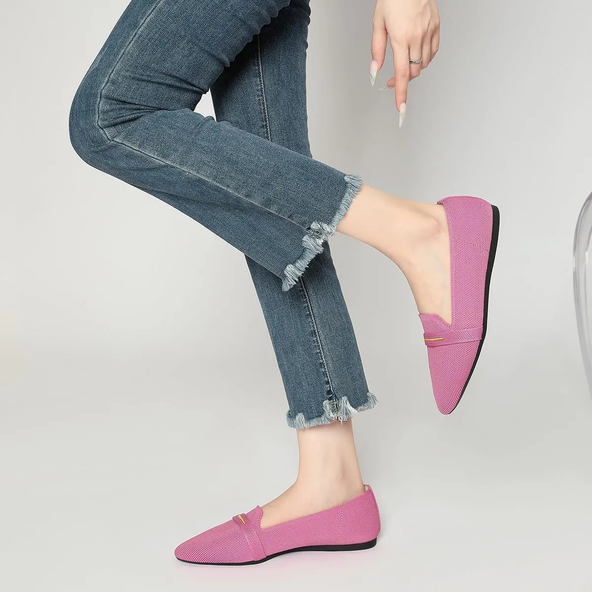 Bealin Womens Flats Dressy Pointed Toe Knit Ballet Shoes Confortable Women Soft Flats Shoes Slip On Loafer Shoes