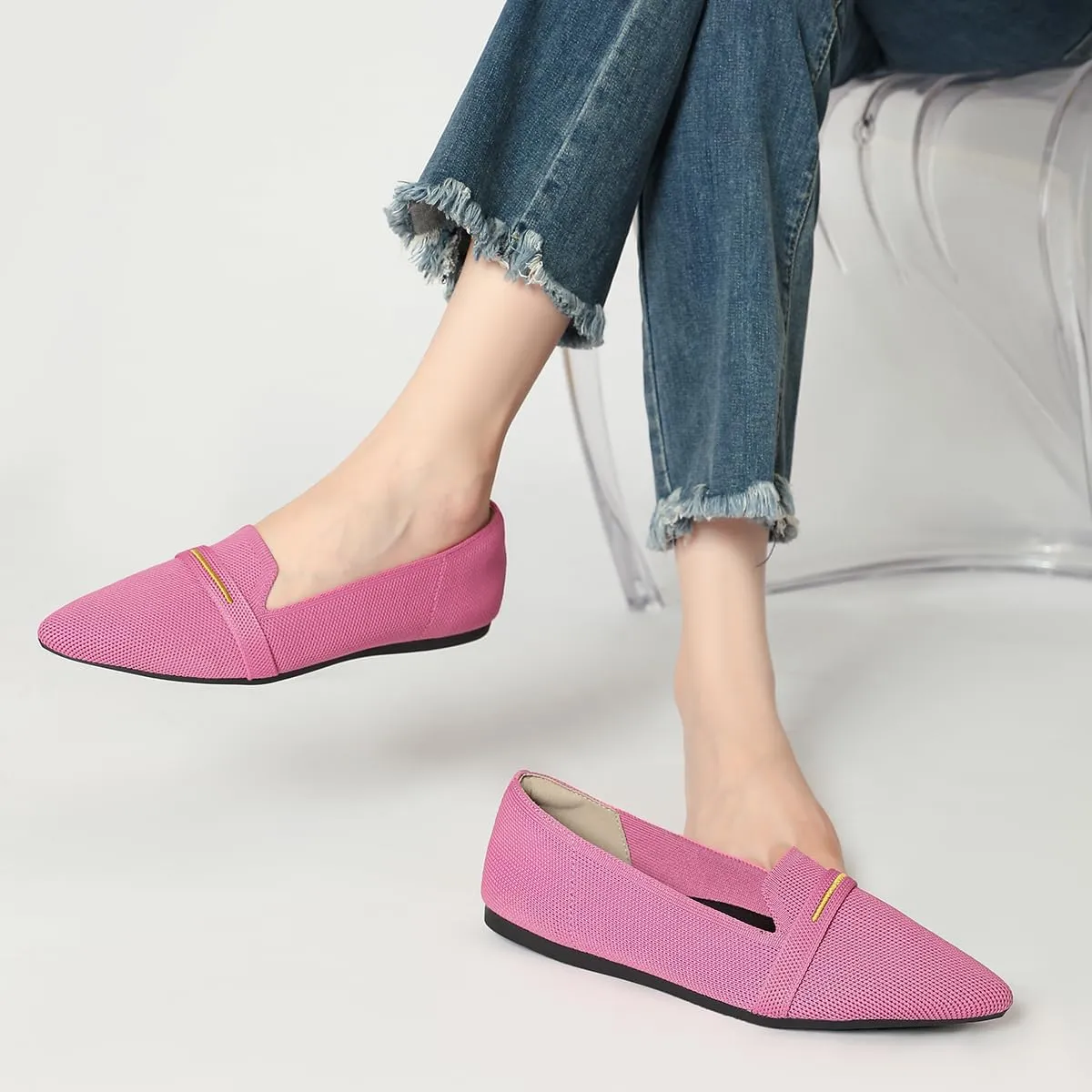 Bealin Womens Flats Dressy Pointed Toe Knit Ballet Shoes Confortable Women Soft Flats Shoes Slip On Loafer Shoes