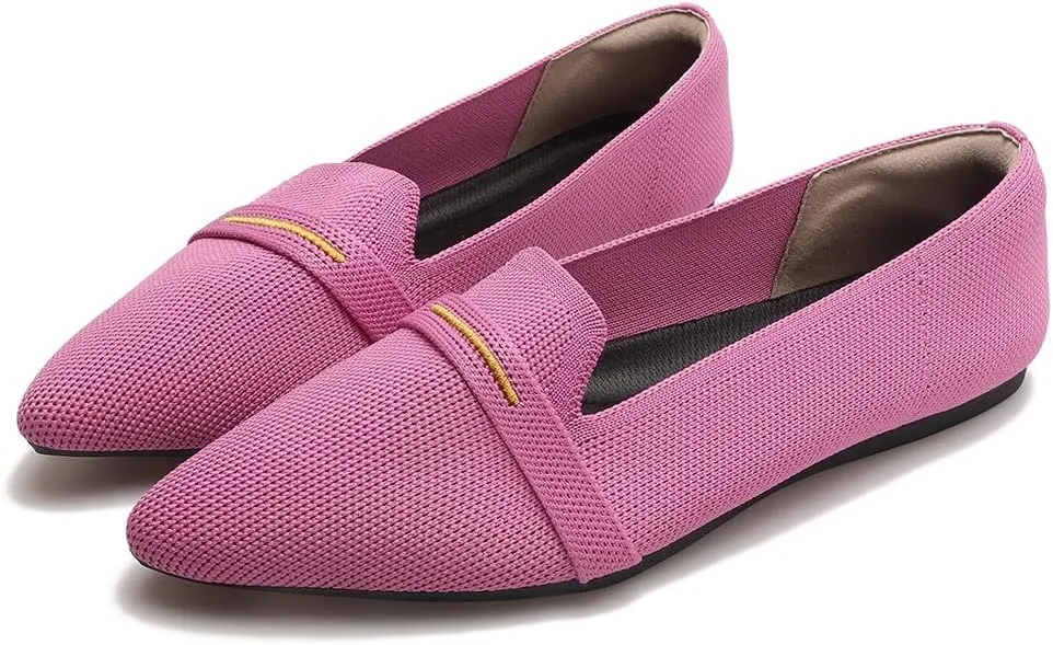Bealin Womens Flats Dressy Pointed Toe Knit Ballet Shoes Confortable Women Soft Flats Shoes Slip On Loafer Shoes