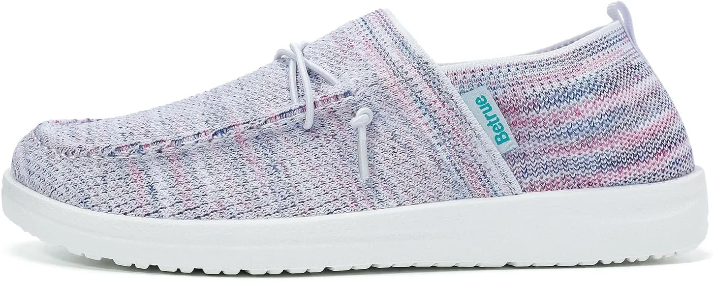 Betrue Lightweight Boat Shoes for Women, Womens Casual Loafers, Womens Slip On Deck Shoes, Breathable Canvas Walking Shoes for Women