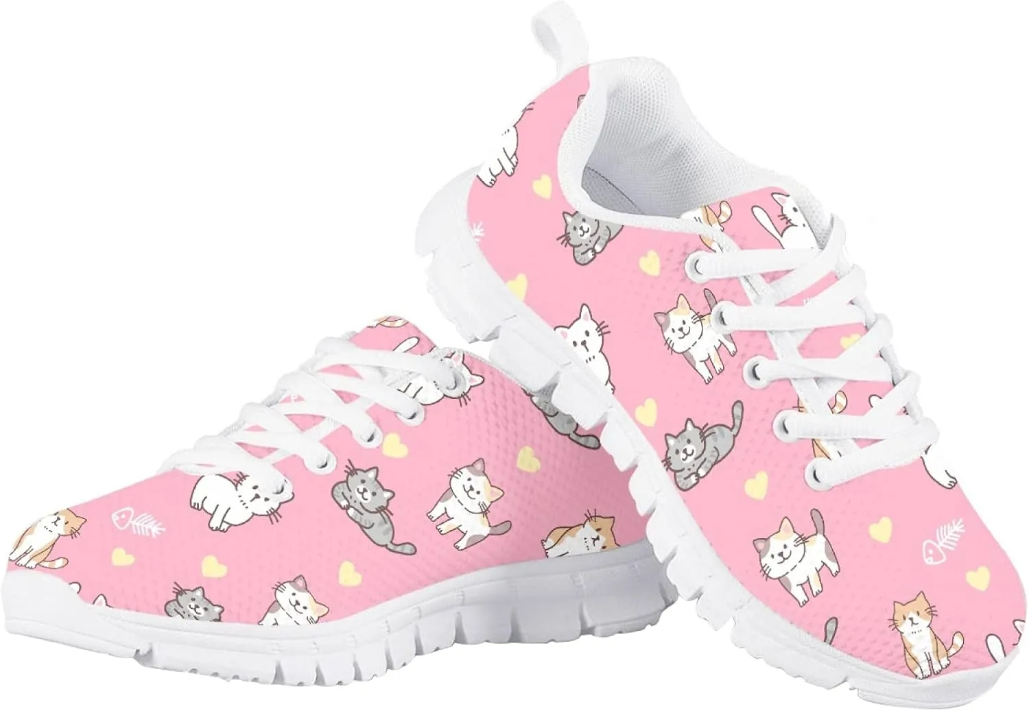 Boys and Girls Cute Cat Dog Print Running Tennis Shoes School Daily Casual Sneakers