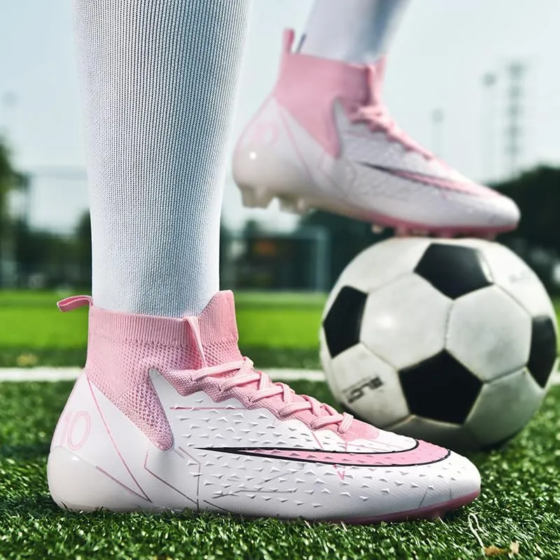 Boys Girls Soccer Cleats FG/AG Soccer Shoes Turf Indoor Outdoor Firm Ground High-top Spikes Younth Professional Training Football Boots