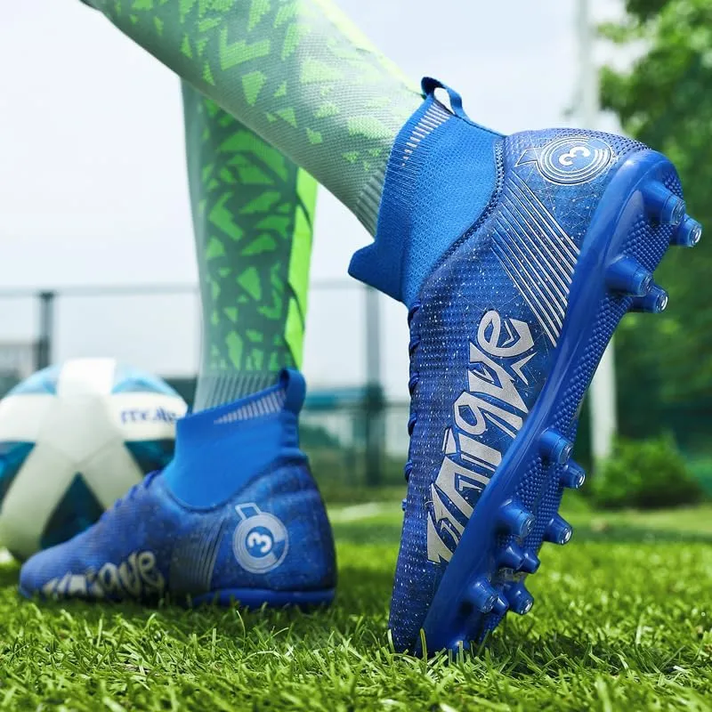 Boys Girls Soccer Cleats FG/AG Soccer Shoes Turf Indoor Outdoor Firm Ground High-top Spikes Younth Professional Training Football Boots