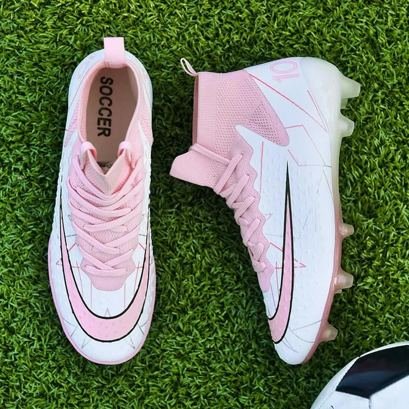 Boys Girls Soccer Cleats FG/AG Soccer Shoes Turf Indoor Outdoor Firm Ground High-top Spikes Younth Professional Training Football Boots