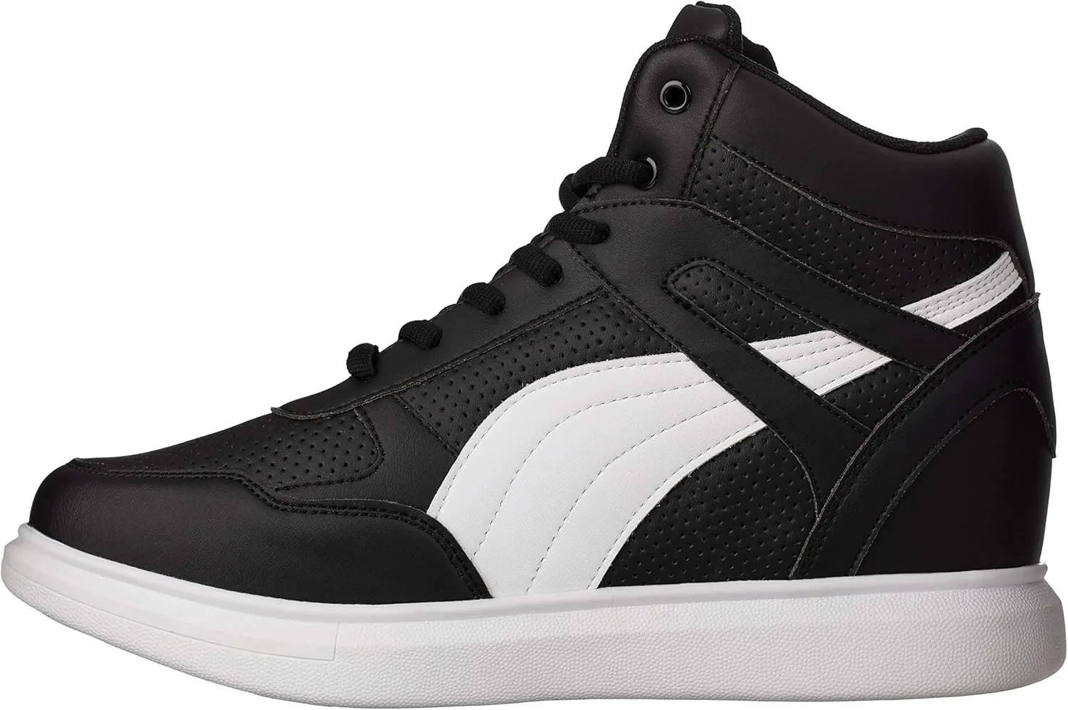 CALTO Men's Invisible Height Increasing Elevator Shoes - Black Leather Lace-up High-top Fashion Sneakers - 3.8 Inches Taller - H71901 - Size 10 D(M) US