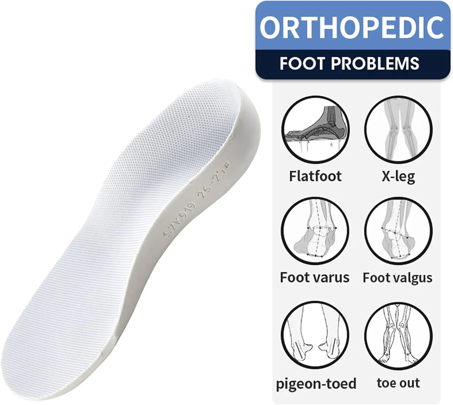 Children's Orthopedic Insoles,Kids Orthotics Inserts Provides Arch Support for Flat Foot,Breathable and Non-Slip