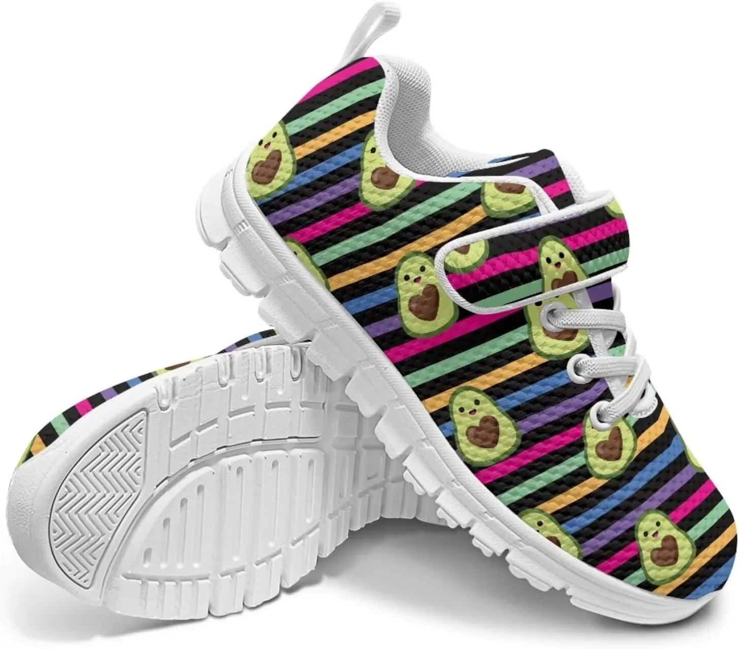Coloranimal Kids Sneakers Walking Shoes Sports Shoes for Girls Slip On Sneakers Running Shoes Single Buckle Lace Up Shoes