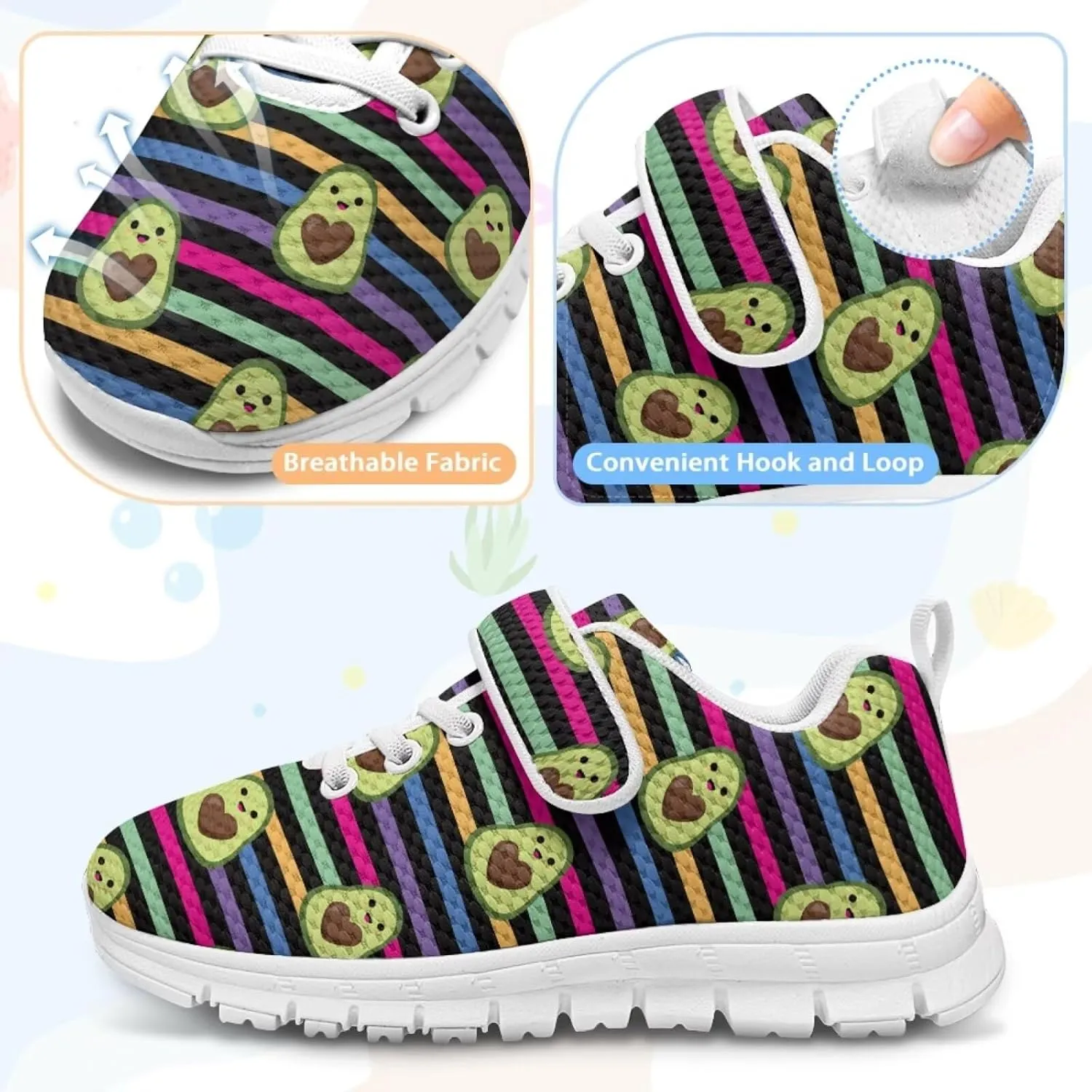 Coloranimal Kids Sneakers Walking Shoes Sports Shoes for Girls Slip On Sneakers Running Shoes Single Buckle Lace Up Shoes