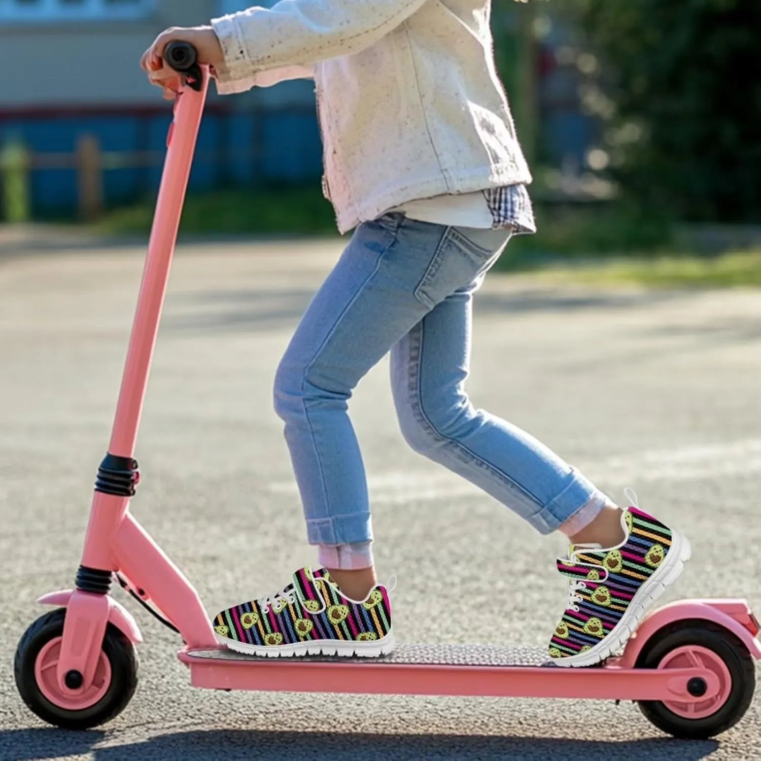 Coloranimal Kids Sneakers Walking Shoes Sports Shoes for Girls Slip On Sneakers Running Shoes Single Buckle Lace Up Shoes
