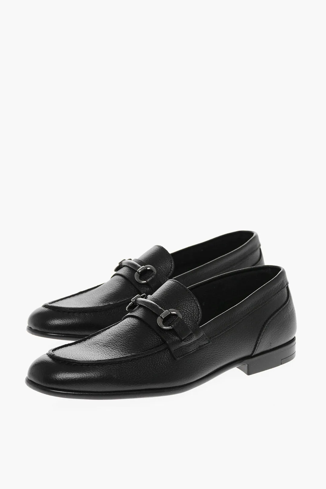 Corneliani CC COLLECTION Textured Leather Loafers with Clamp