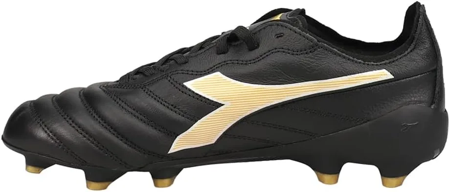 Diadora Brasil Elite 2 Tech ITA LPX Firm Ground Cleats - Premium Quality Leather, Lightweight, Made in Italy Soccer Shoes (Black/White) (Blue/White)