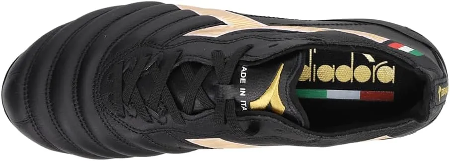 Diadora Brasil Elite 2 Tech ITA LPX Firm Ground Cleats - Premium Quality Leather, Lightweight, Made in Italy Soccer Shoes (Black/White) (Blue/White)