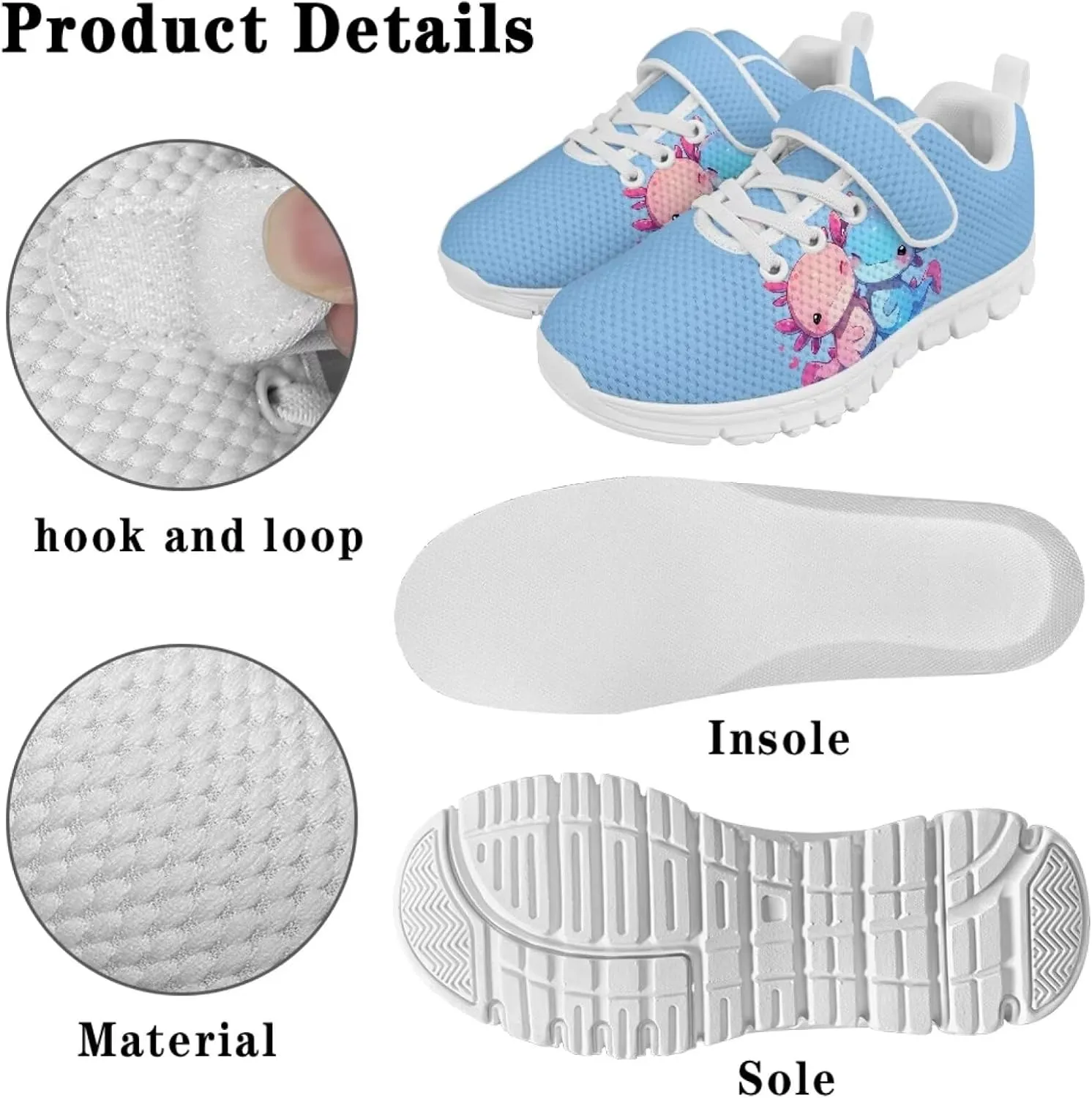 Doojoayie Little Girl Tennis Shoes School Sneakers for Girls Hook and Loop Footwear