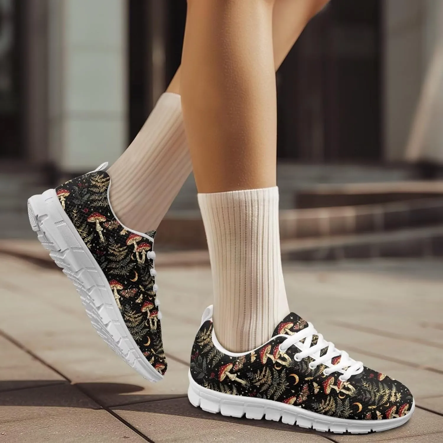 Doojoayie Wide Width Womens Running Shoes with Lace Up for Ladies Tennis Shoes