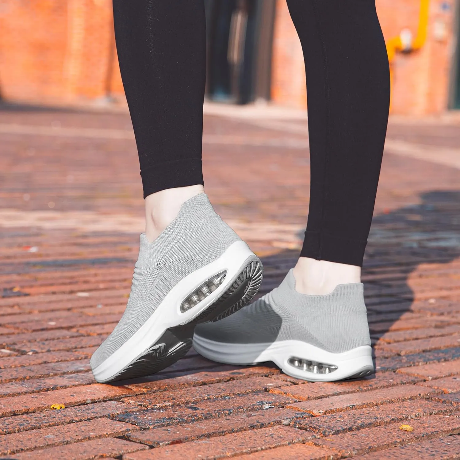 DOUSSPRT Womens Walking Shoes Sock Casual Ladies Fashion Sneakers Comfortable Slip On Air Cushion Platform