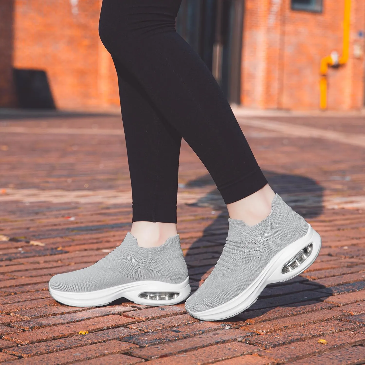 DOUSSPRT Womens Walking Shoes Sock Casual Ladies Fashion Sneakers Comfortable Slip On Air Cushion Platform