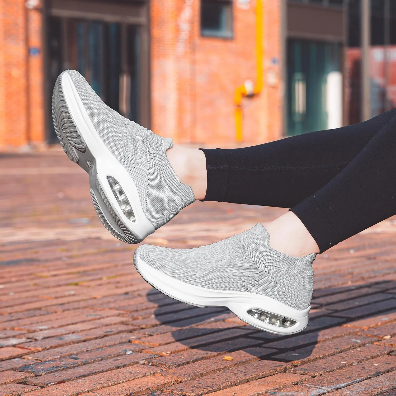 DOUSSPRT Womens Walking Shoes Sock Casual Ladies Fashion Sneakers Comfortable Slip On Air Cushion Platform