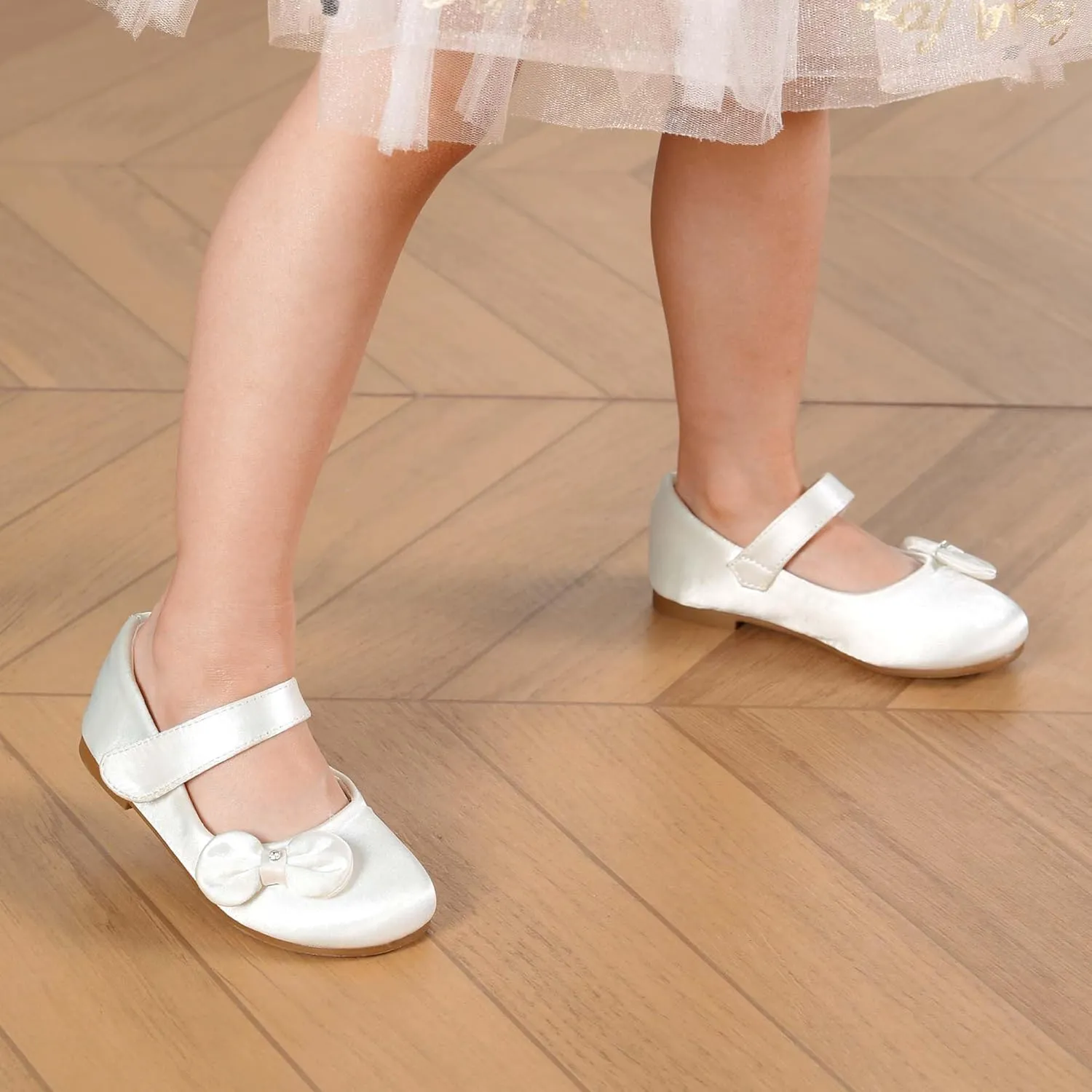 DREAM PAIRS Toddler Dress Shoes Mary Jane Flats for Girls Side Bow Ballerina Shoes