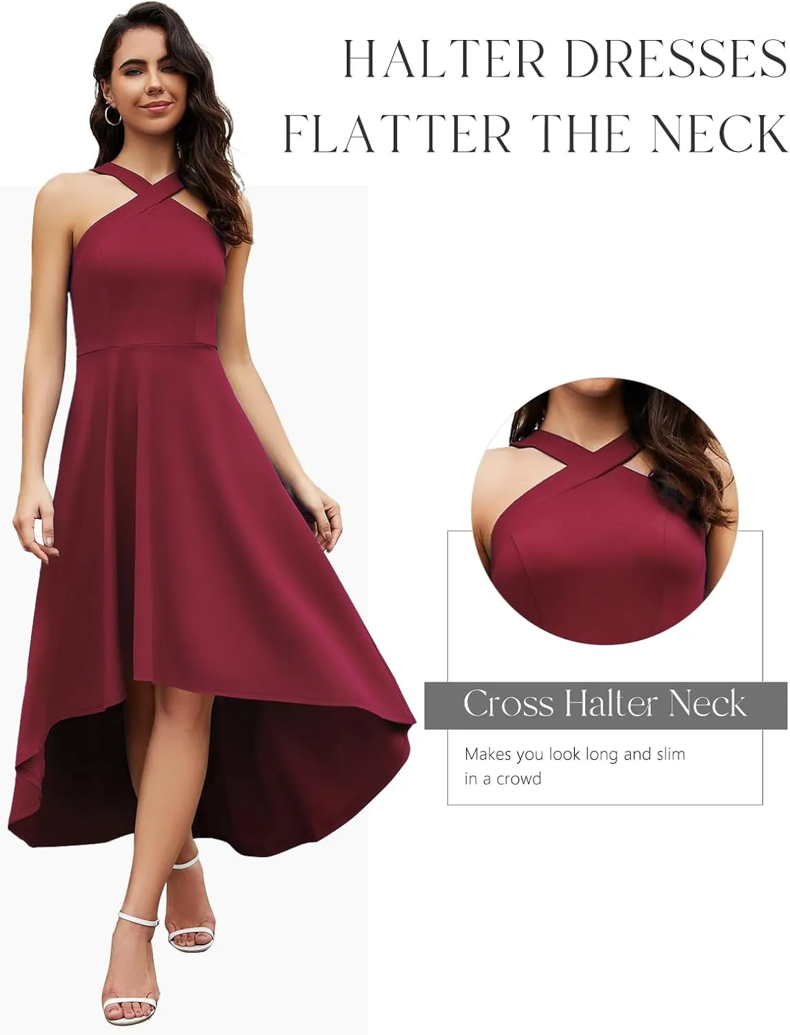 DRESSTELLS Women Cocktail Formal Dresses 2025 Summer Wedding Guest Halter High Low Party Dress
