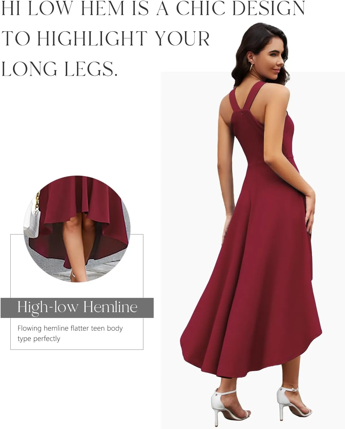 DRESSTELLS Women Cocktail Formal Dresses 2025 Summer Wedding Guest Halter High Low Party Dress