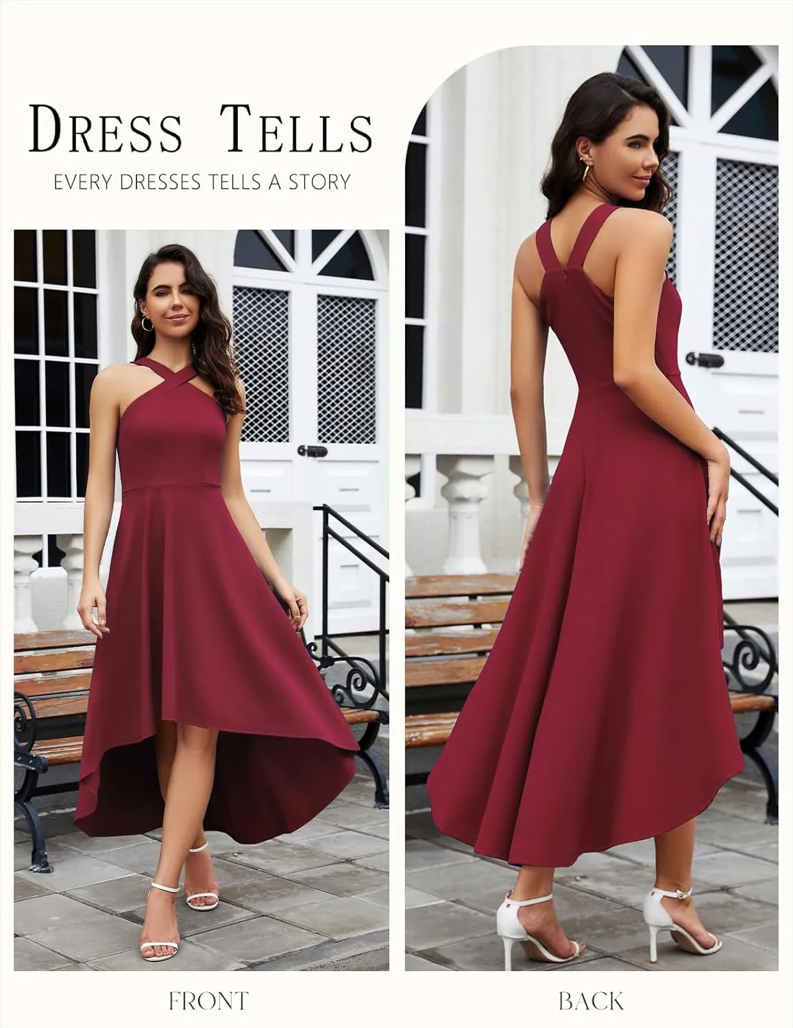 DRESSTELLS Women Cocktail Formal Dresses 2025 Summer Wedding Guest Halter High Low Party Dress