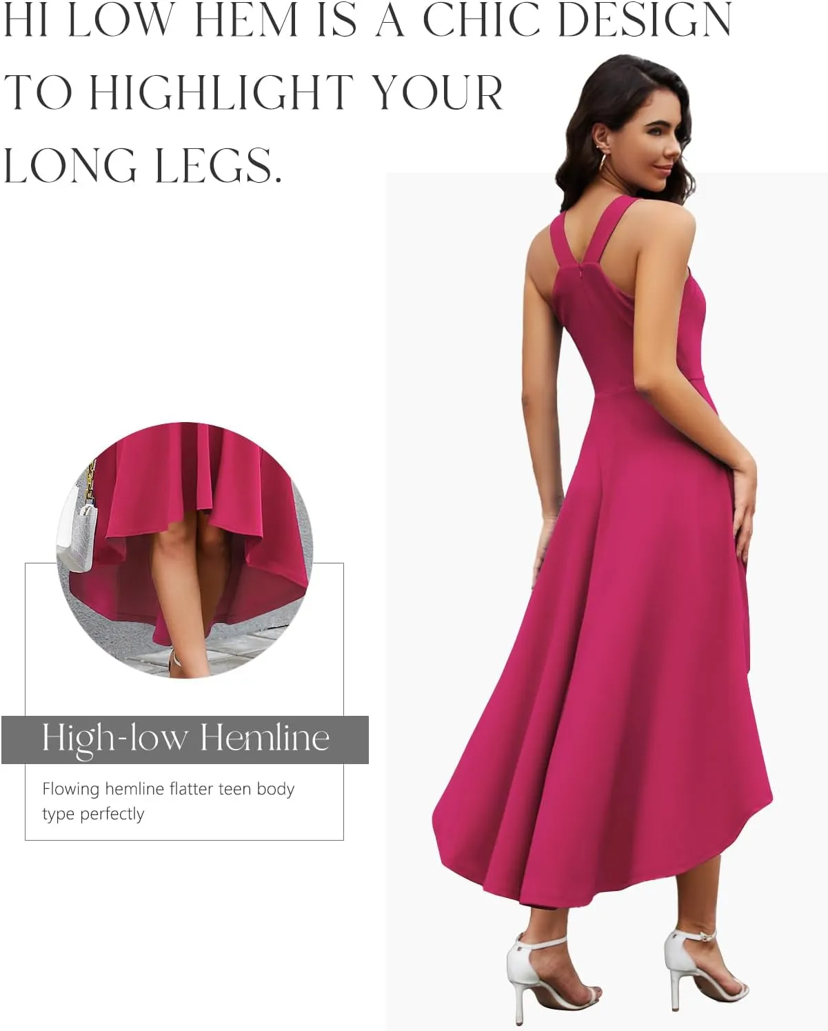 DRESSTELLS Women Cocktail Formal Dresses 2025 Summer Wedding Guest Halter High Low Party Dress
