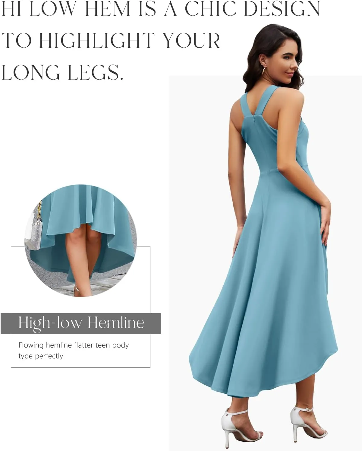 DRESSTELLS Women Cocktail Formal Dresses 2025 Summer Wedding Guest Halter High Low Party Dress