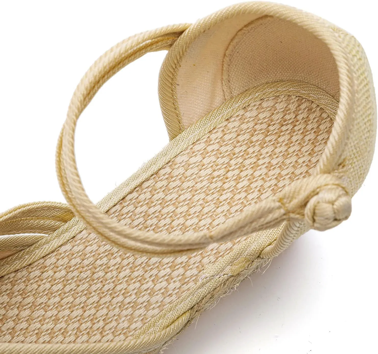 Eduavar Sandals for Women Summer Espadrilles Wedge Sandals with Arch Support Closed Toe Platform Elastic Ankle Strap Shoes