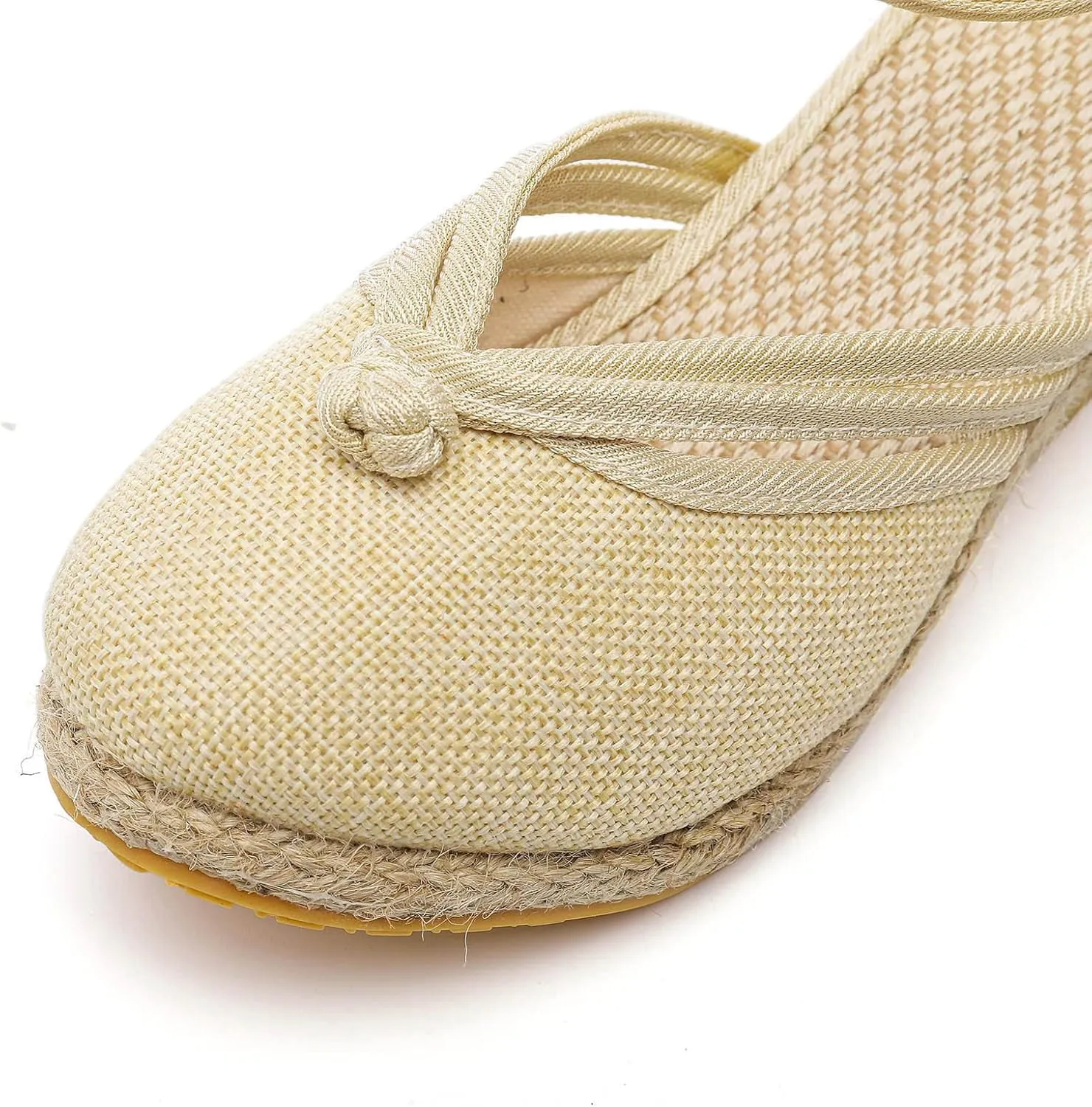 Eduavar Sandals for Women Summer Espadrilles Wedge Sandals with Arch Support Closed Toe Platform Elastic Ankle Strap Shoes