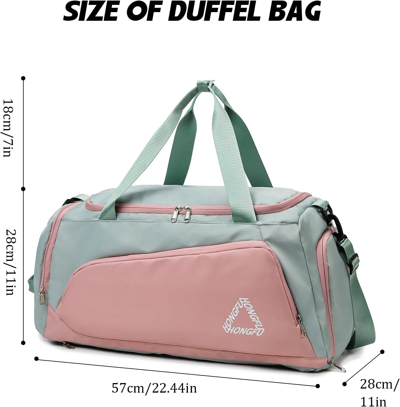 Eslcorri Gym Duffle Bag for Women Men, Sports Backpack with Wet & Shoe Compartment, Fitness Overnight Weekender Bag for Yoga, Swim, Travel (C, Blue)
