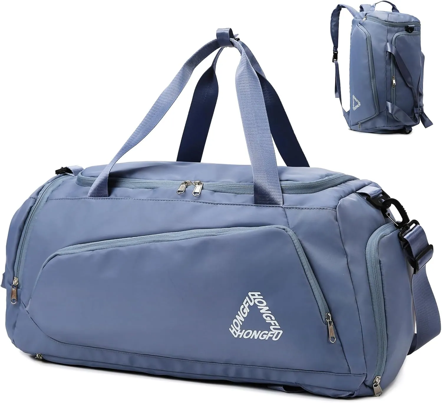 Eslcorri Gym Duffle Bag for Women Men, Sports Backpack with Wet & Shoe Compartment, Fitness Overnight Weekender Bag for Yoga, Swim, Travel (C, Blue)