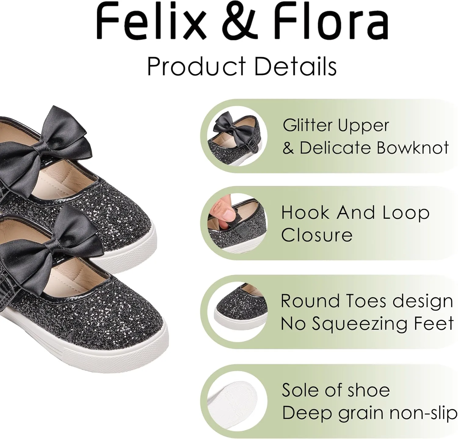 Felix & Flora Toddler/Little Kid Girls Running Shoes Glitter Sneakers Princess Fashion Casual Sports Shoes