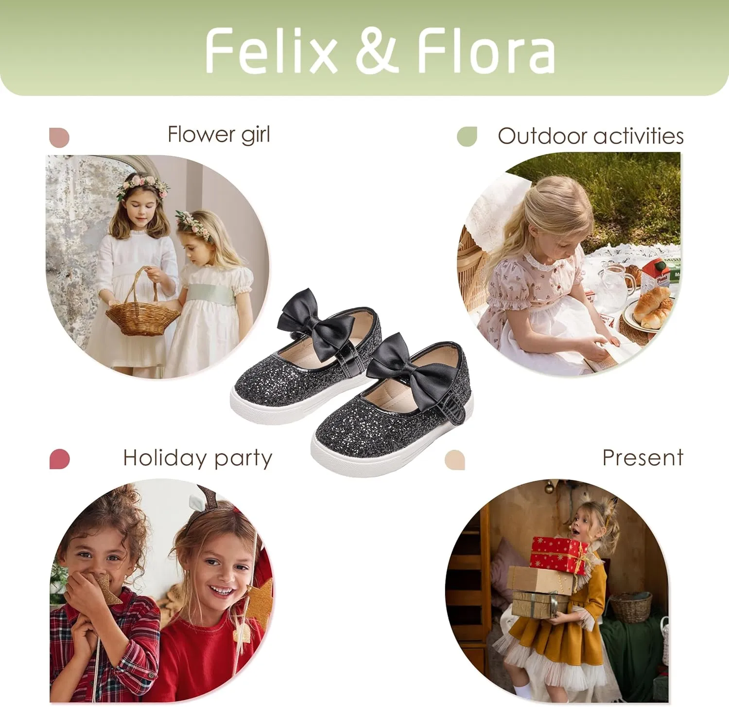 Felix & Flora Toddler/Little Kid Girls Running Shoes Glitter Sneakers Princess Fashion Casual Sports Shoes