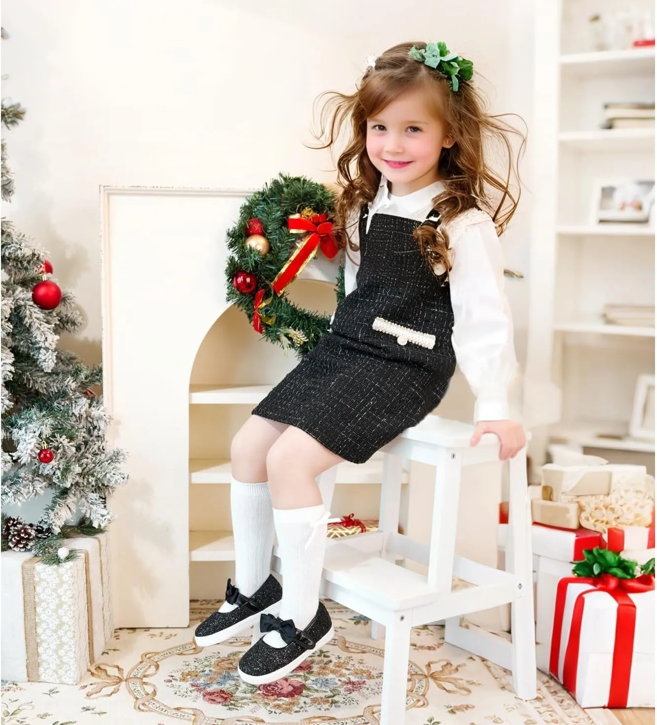 Felix & Flora Toddler/Little Kid Girls Running Shoes Glitter Sneakers Princess Fashion Casual Sports Shoes