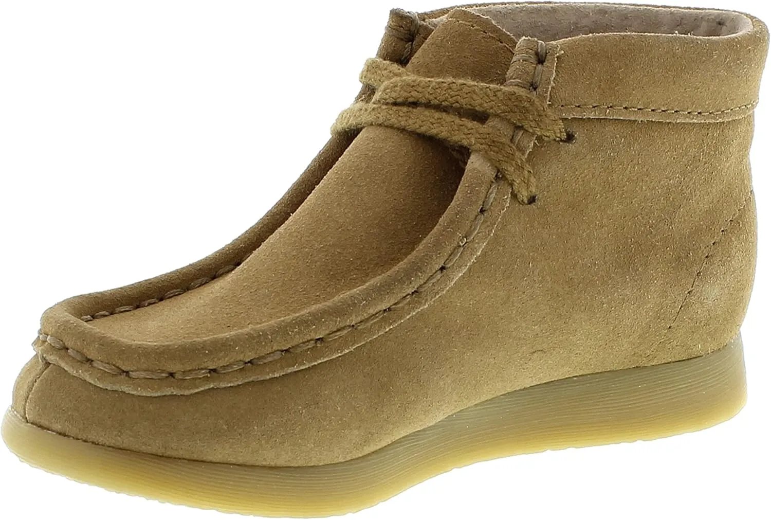 FOOTMATES Wally Lace-Up Wallabee Leather Moccasin Chukka Kids Hiking Boots with Wide Toe Box and Custom-Fit Insoles, Non-Marking Outsoles - For Toddlers and Little Kids, Ages 1-8