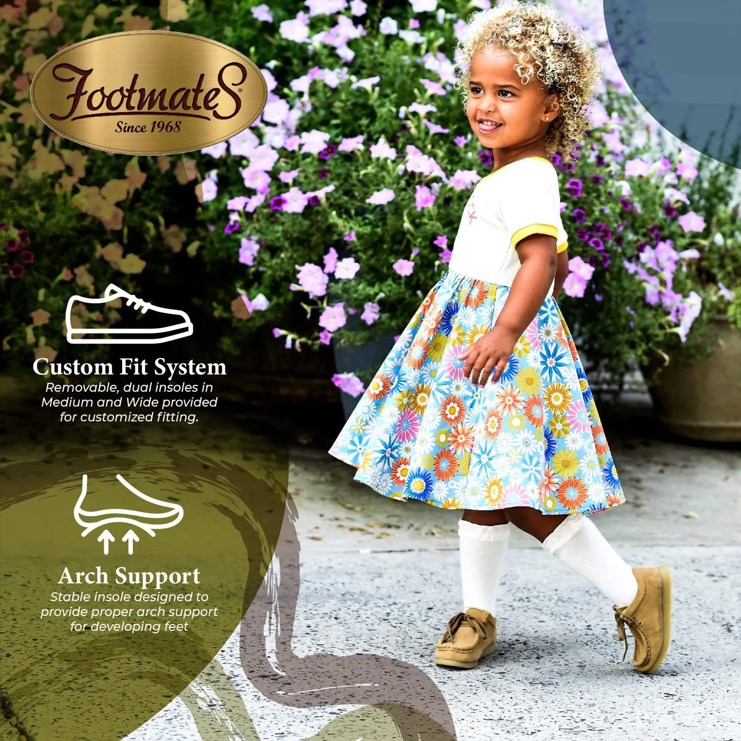 FOOTMATES Wally Lace-Up Wallabee Leather Moccasin Chukka Kids Hiking Boots with Wide Toe Box and Custom-Fit Insoles, Non-Marking Outsoles - For Toddlers and Little Kids, Ages 1-8