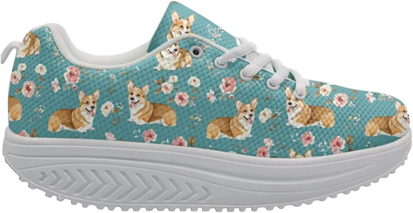 FOR U DESIGNS Women's Shoes Swing Flexible 3D Animal Pattern Rocking Platform Wedges Thick Heels Sneakers Lace Ups