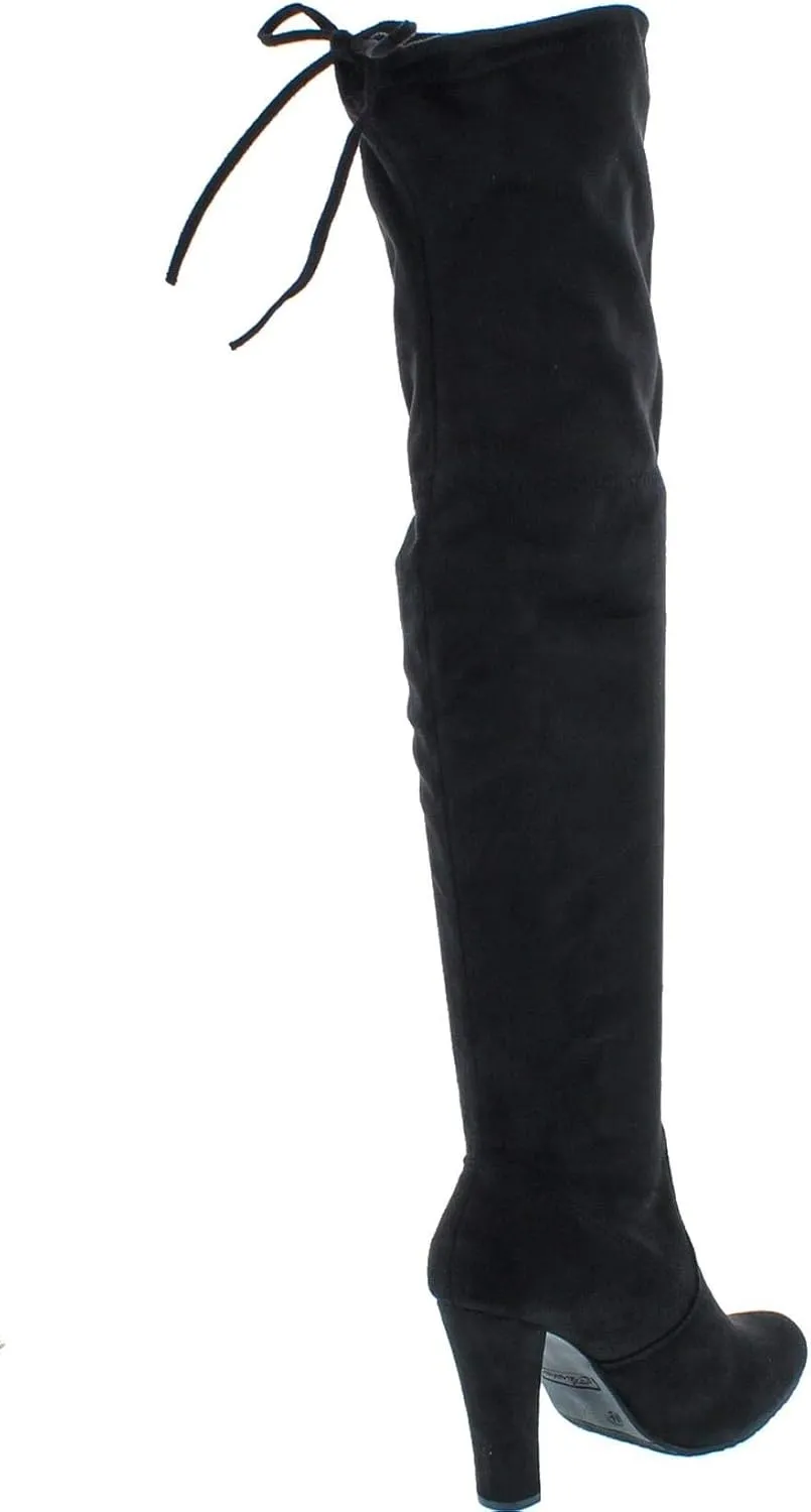 Forever Link Women's Stacked Chunky Heel Stretch Over The Knee Boot