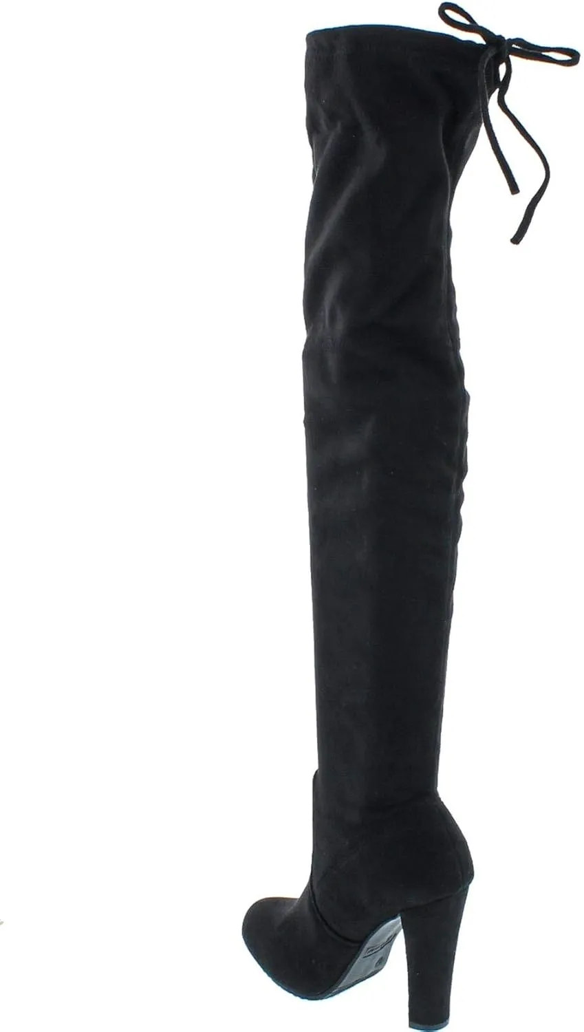 Forever Link Women's Stacked Chunky Heel Stretch Over The Knee Boot